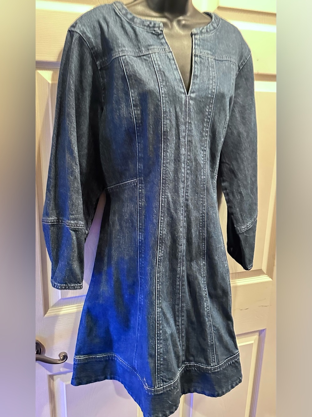 NWT Ann Taylor loft Denim A-Line Tunic v neck denim Dress size 14 - Picture 5 of 5